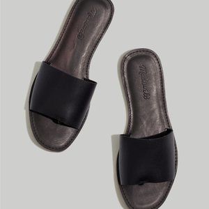 Madewell The Boardwalk Post Slide Leather Sandals Black—Women’s Size 8.5